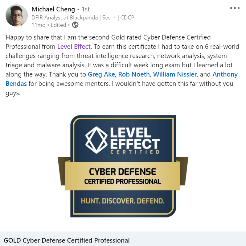 Michael CDCP GOLD Shoutout