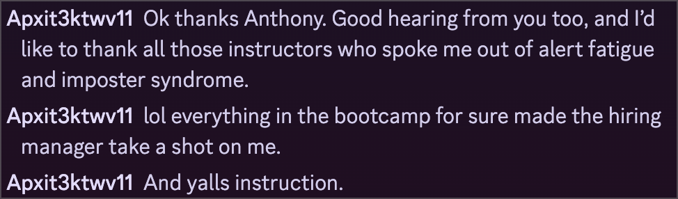 CDA Getting Hired Shoutout