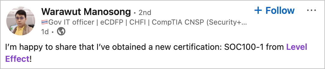 SOC100 cert shout