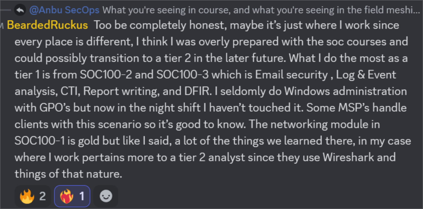 SOC100 shout number 1